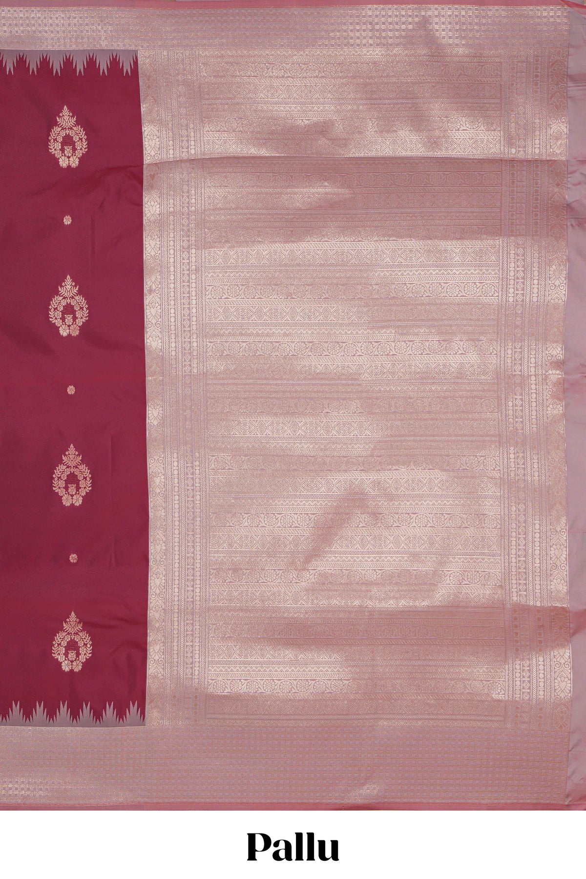 Maroon zari motifs design kathan silk saree with contrast zari borders and motifs blouse