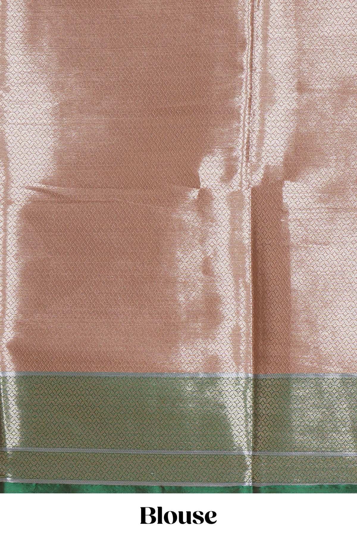 Peach floral zari design kathan silk saree with contrast zari borders and matching blouse
