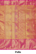 Golden plain zari design kathan silk saree with contrast zari borders and matching blouse