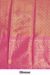 Golden plain zari design kathan silk saree with contrast zari borders and matching blouse