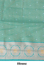 Mustard zari motifs design kathan silk saree with contrast borders and motifs blouse