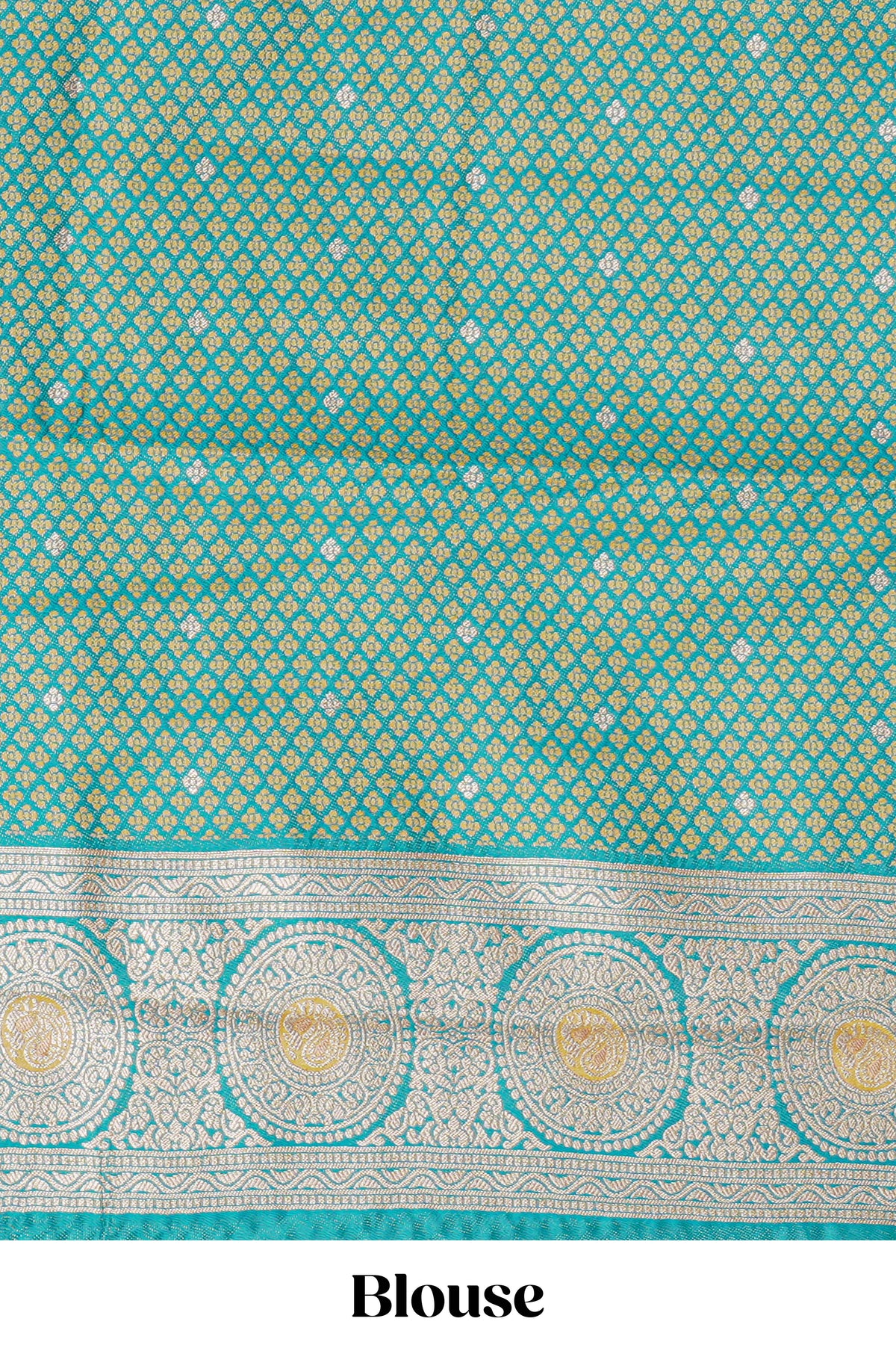 Mustard zari motifs design kathan silk saree with contrast borders and motifs blouse