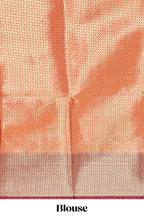Orange geometric zari motifs design kathan silk saree with self zari border and matching blouse