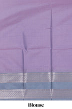Lavender geometric zari motifs design kathan silk saree with contrast border and matching blouse