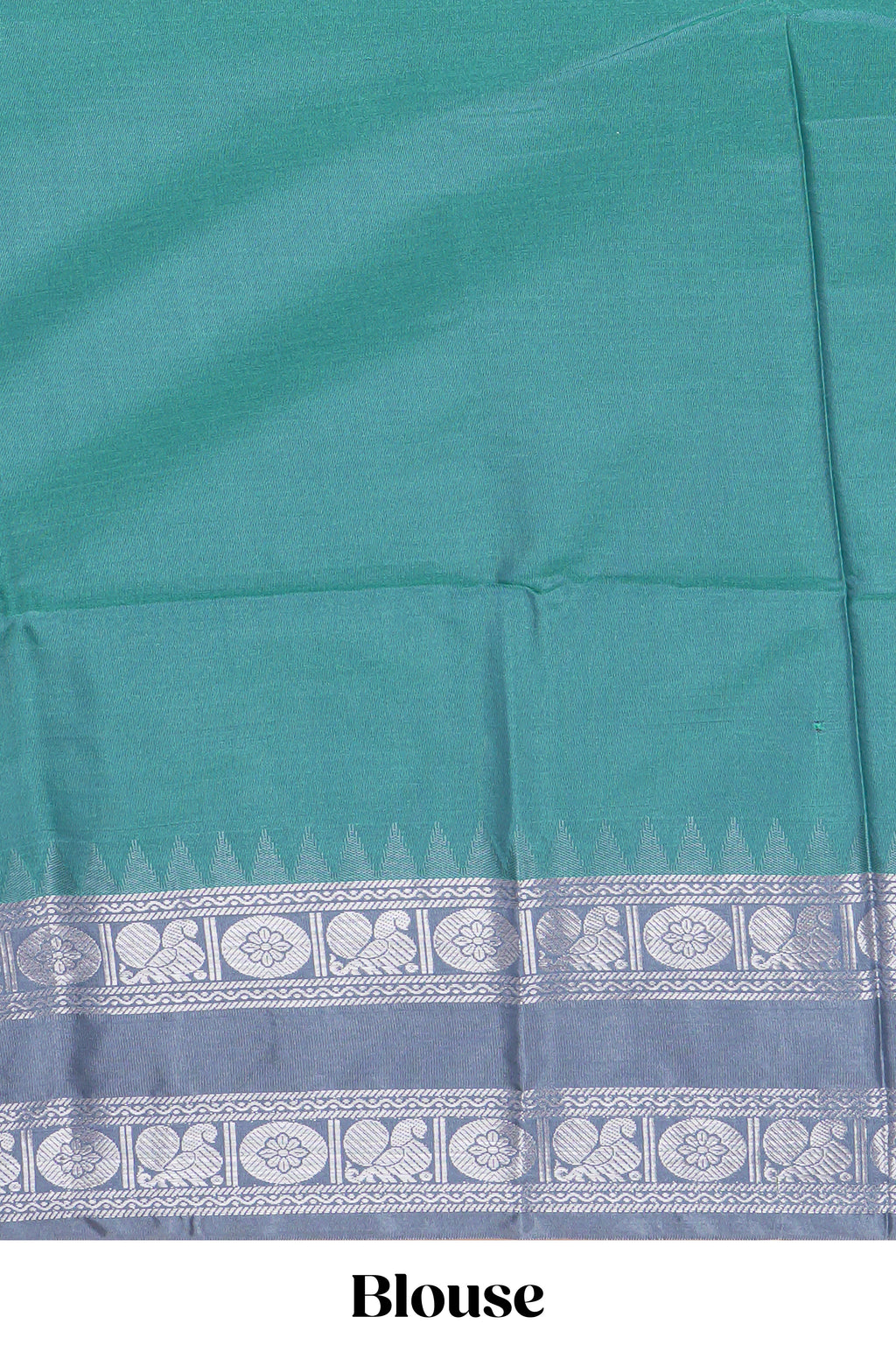 Green geometric zari motifs design kathan silk saree with contrast border and matching blouse