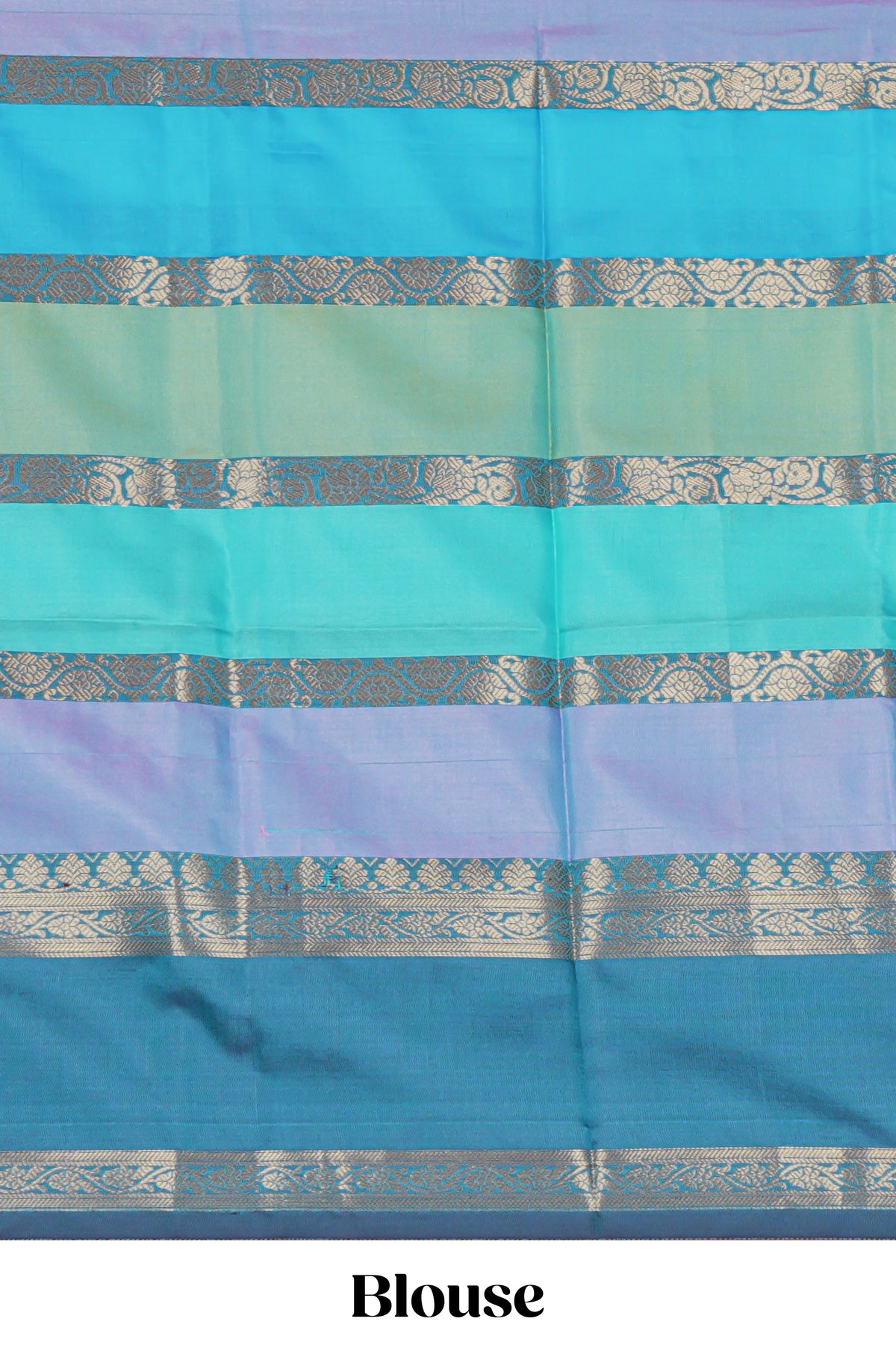 Multi color striped zari design kathan silk saree with self zari border and contrast striped blouse