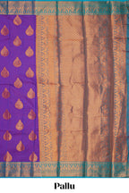 Purple butta designed  kathan silk saree with contrast border and blouse