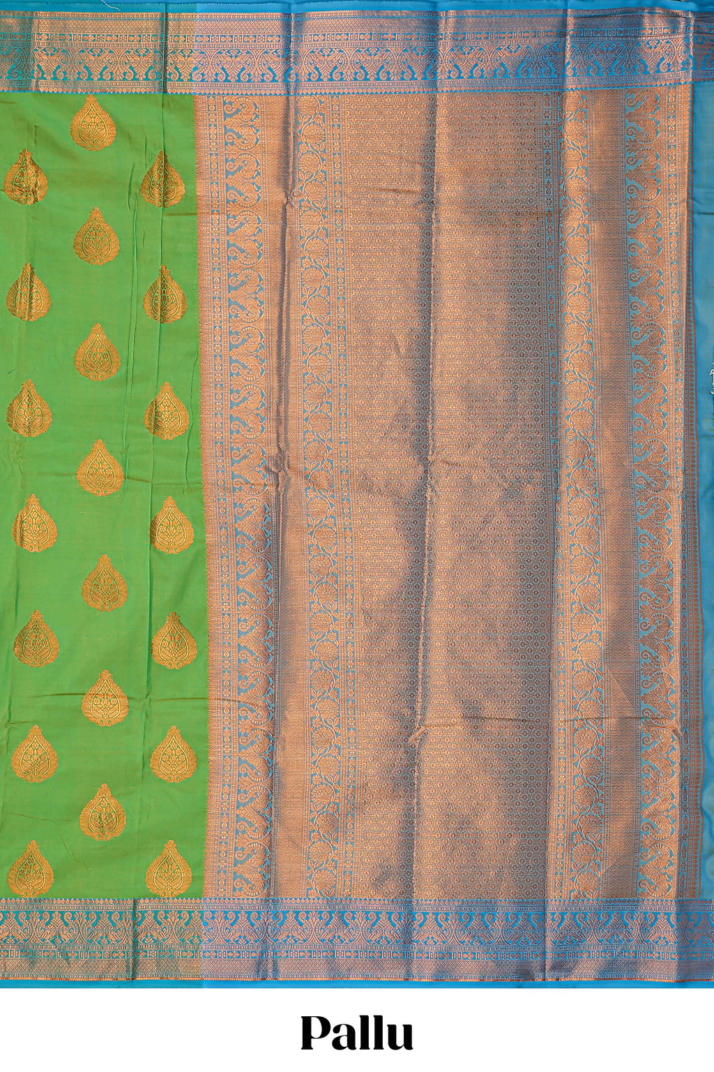 Green butta designed  kathan silk saree with contrast border and blouse