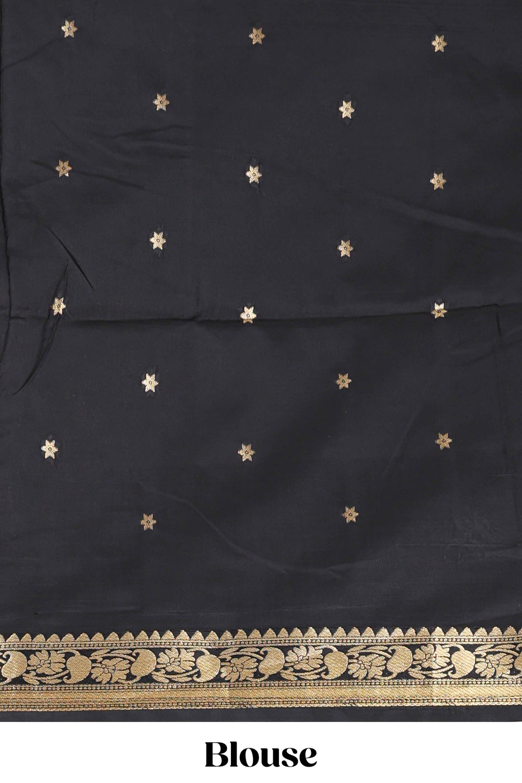 Multicolor checked floral motifs design kathan silk saree with contrast temple border and zari motis blouse