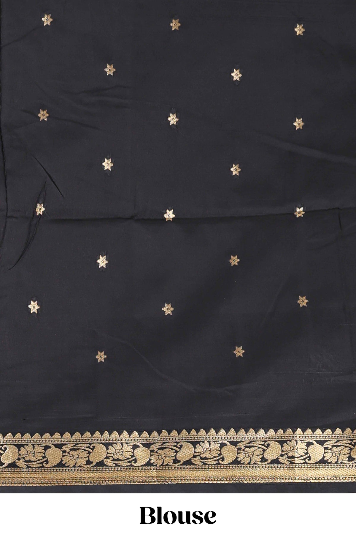 Multicolor checked floral motifs design kathan silk saree with contrast temple border and zari motis blouse