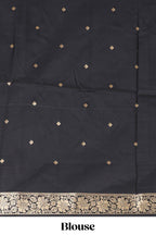 Faded Multicolor checked floral motifs design kathan silk saree with contrast floral design border and zari motis blouse