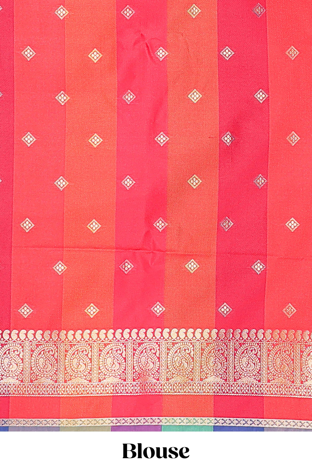 Multicolor checked floral motifs design kathan silk saree with contrast maroon border and zari motis blouse
