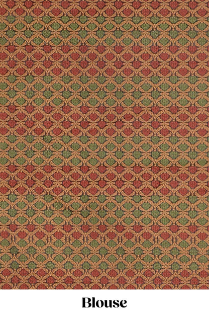 Black plain kota cotton saree with contrast border and geometic floral design blouse