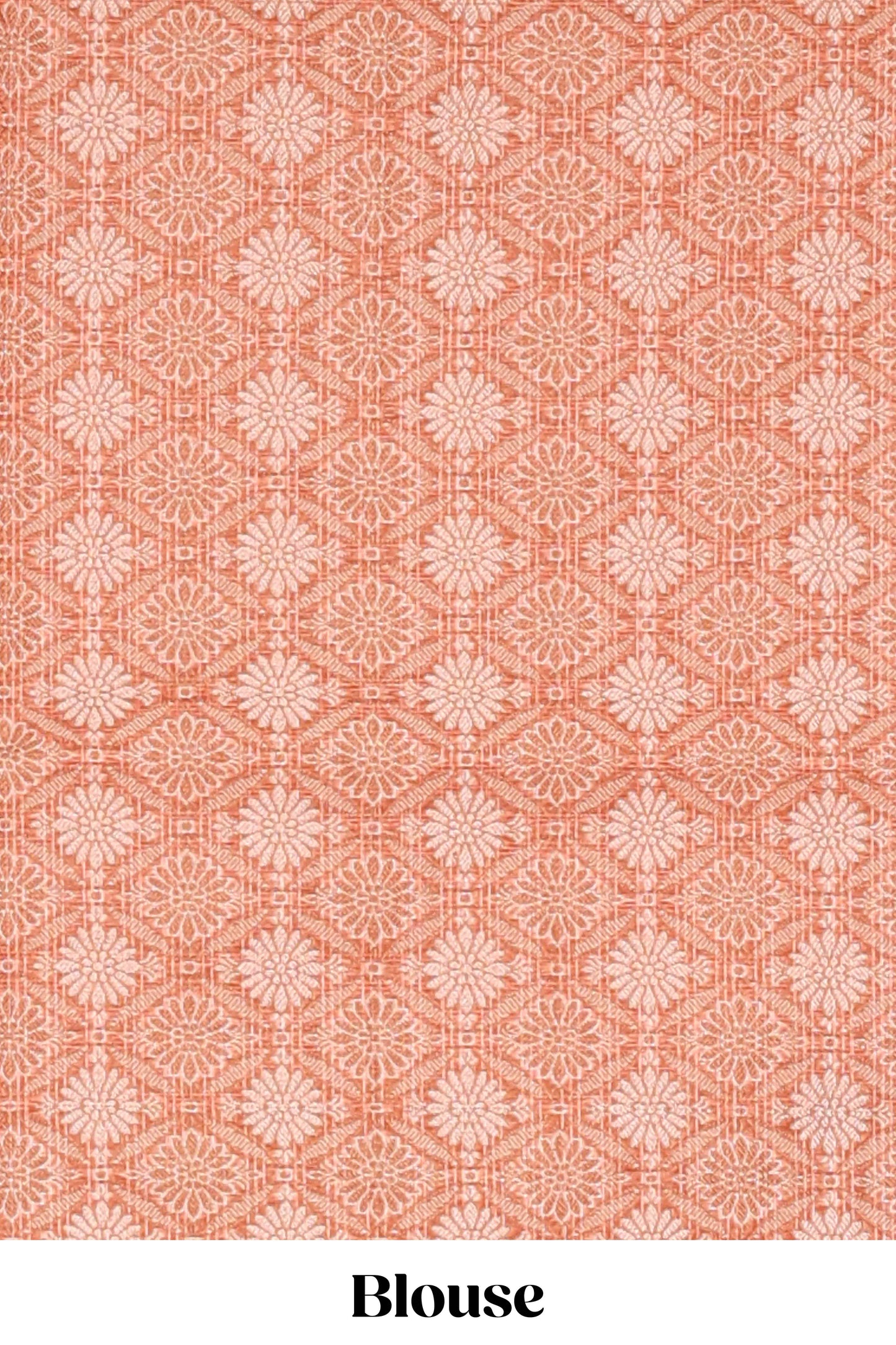 Orange checked kota cotton saree with contrast border and floral design blouse