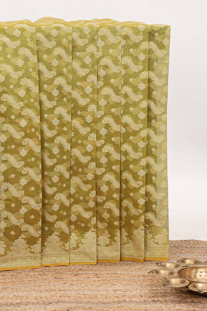 Green leaf design kota cotton saree with self border and matching blouse