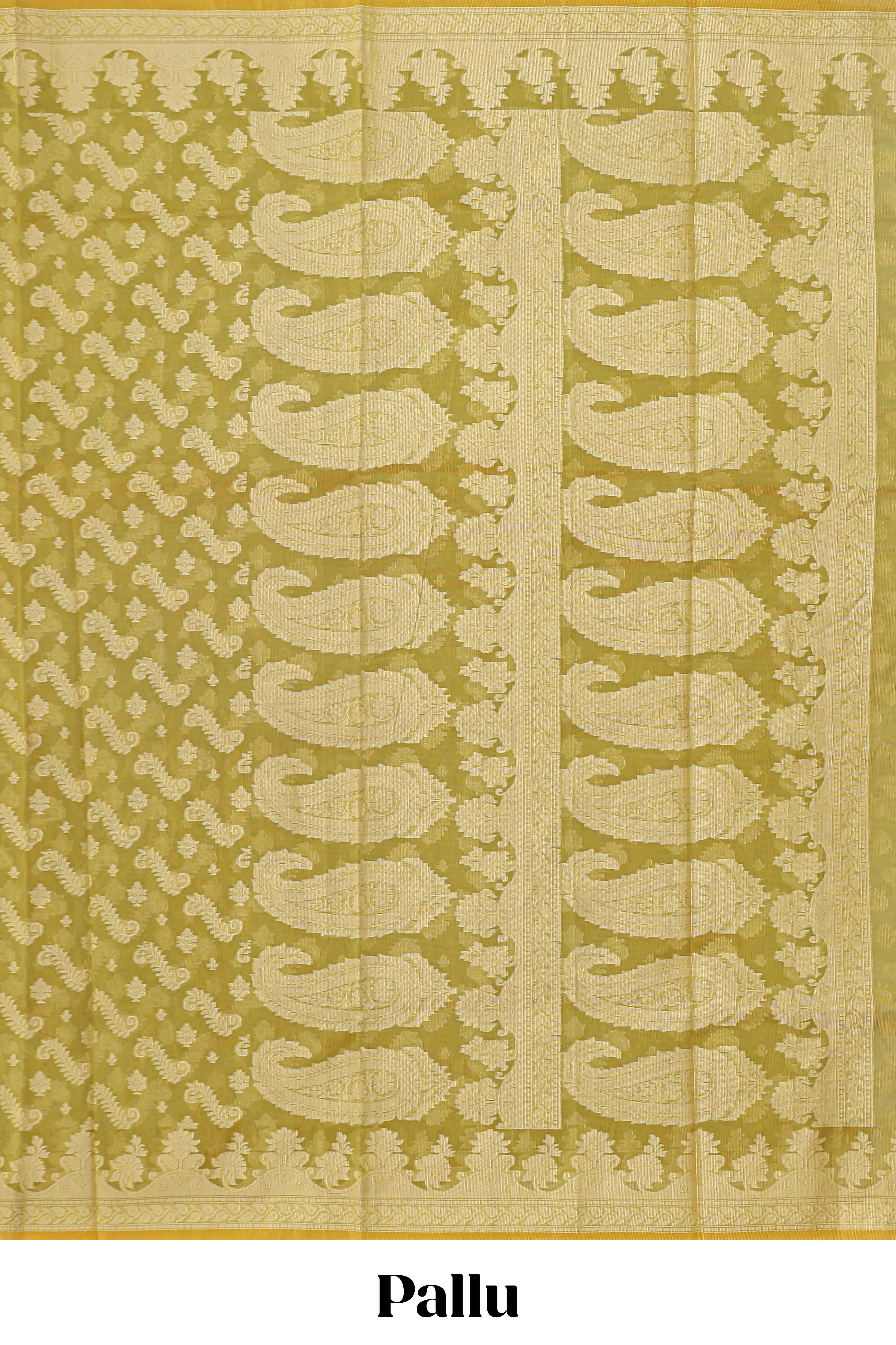 Green leaf design kota cotton saree with self border and matching blouse