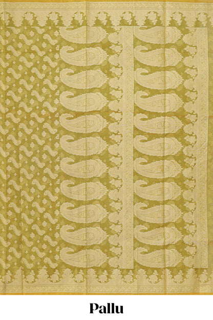Green leaf design kota cotton saree with self border and matching blouse