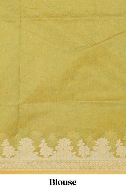 Green leaf design kota cotton saree with self border and matching blouse