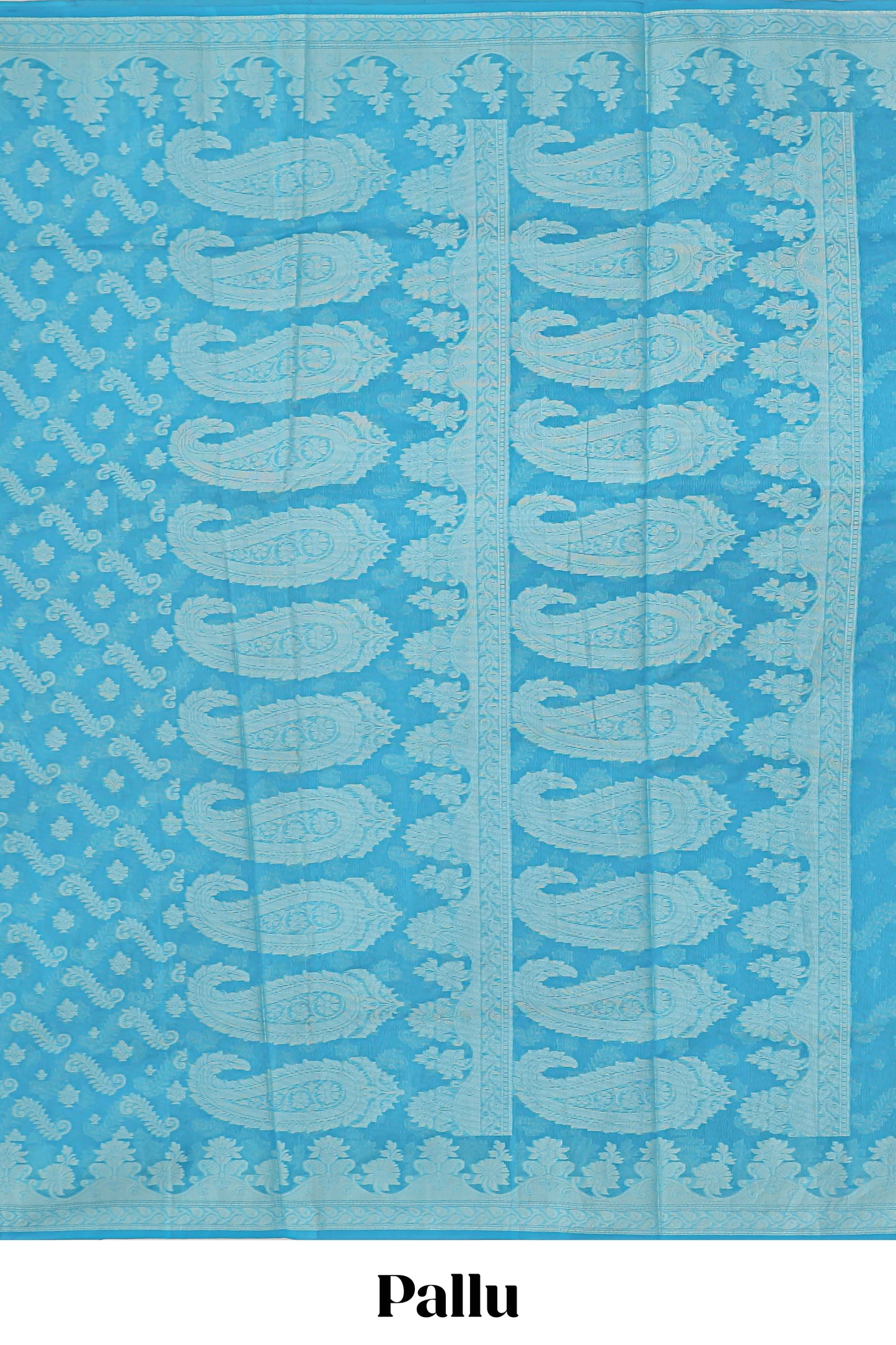 Blue leaf design kota cotton saree with self border and matching blouse