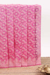 Pink leaf design kota cotton saree with self border and matching blouse