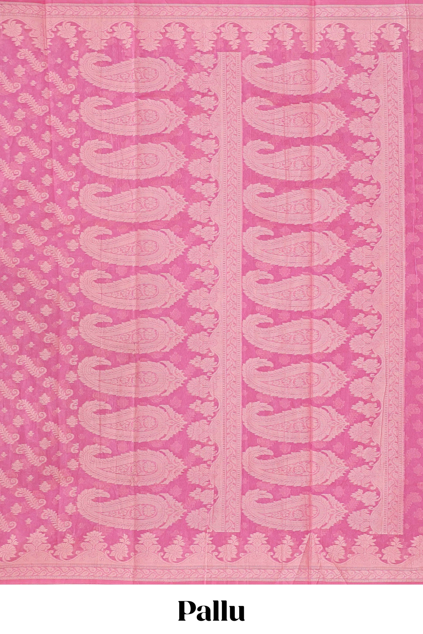 Pink leaf design kota cotton saree with self border and matching blouse