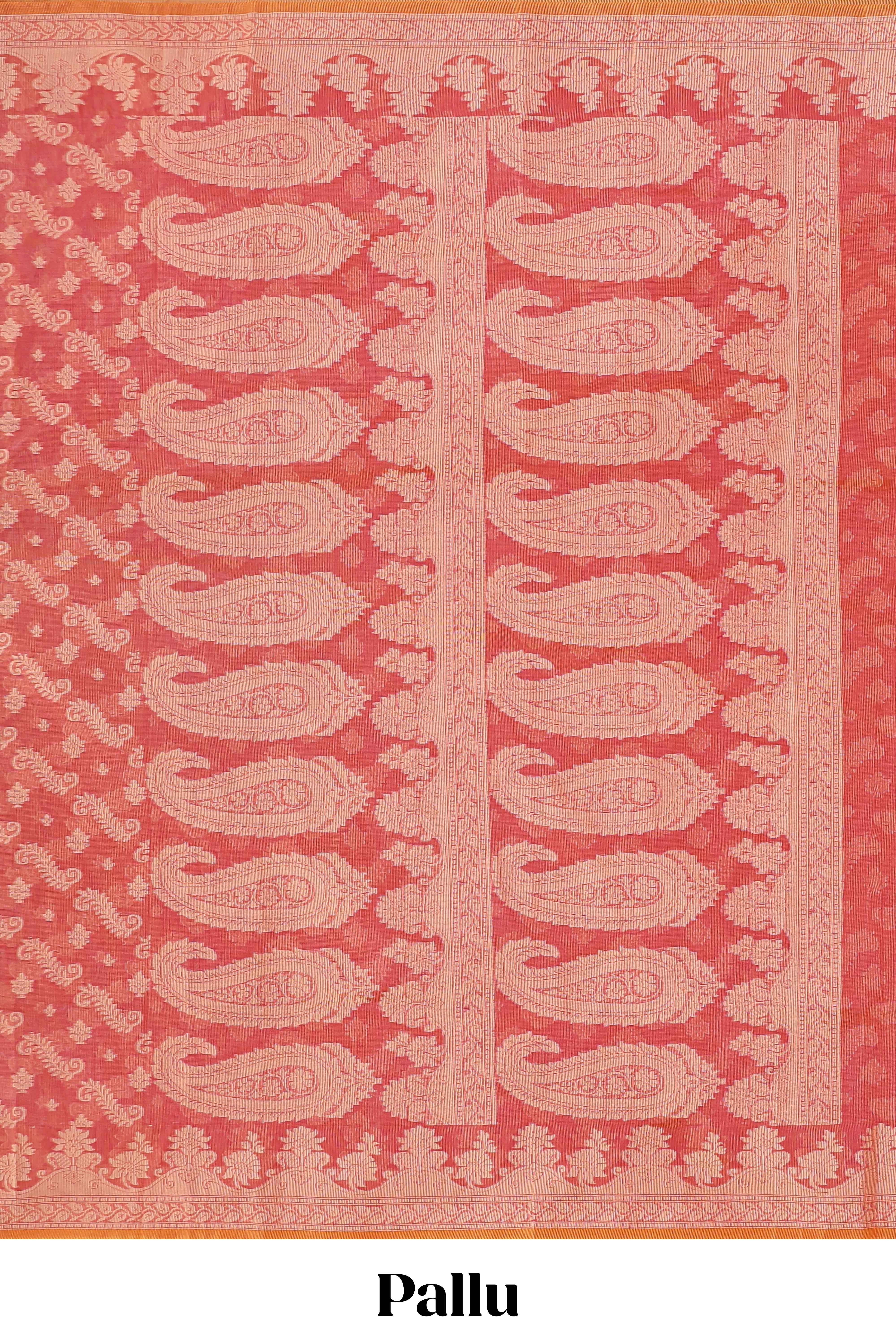 Red leaf design kota cotton saree with self border and matching blouse