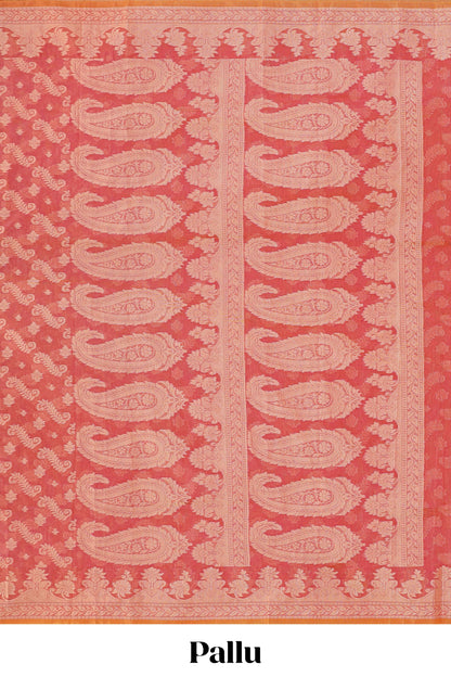 Red leaf design kota cotton saree with self border and matching blouse