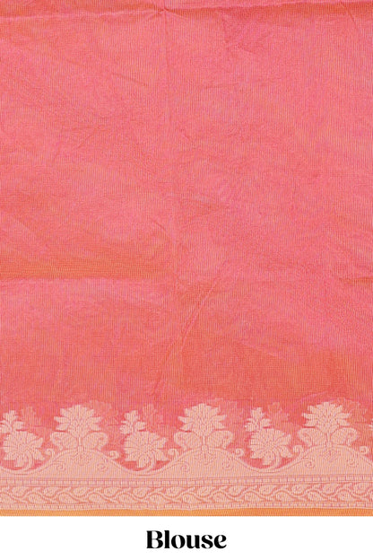 Red leaf design kota cotton saree with self border and matching blouse