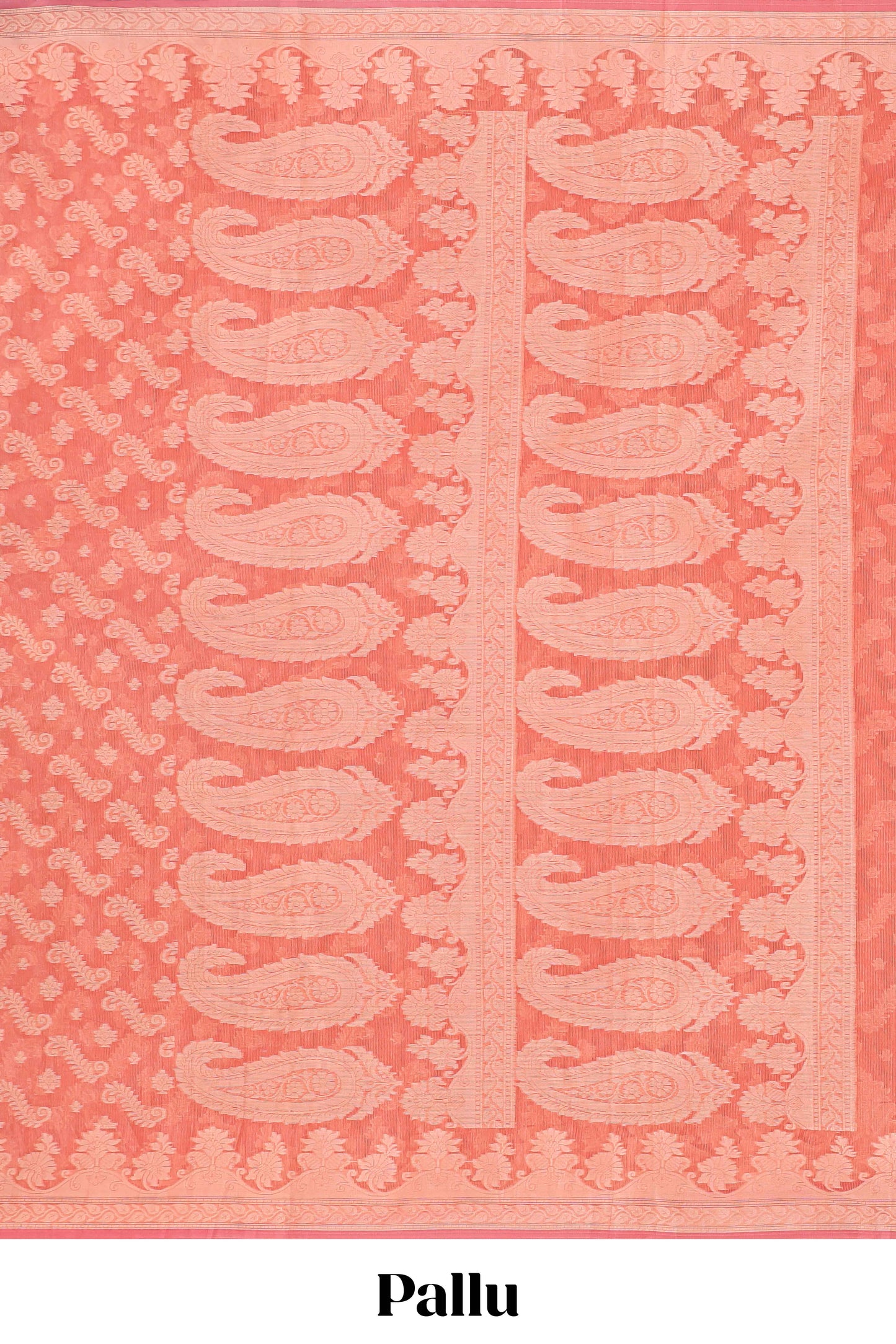 Peach leaf design kota cotton saree with self border and matching blouse