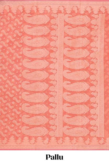 Peach leaf design kota cotton saree with self border and matching blouse