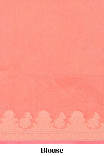 Peach leaf design kota cotton saree with self border and matching blouse