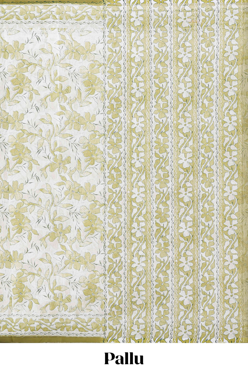 Cream floral design kota cotton saree with self border and matching print blouse