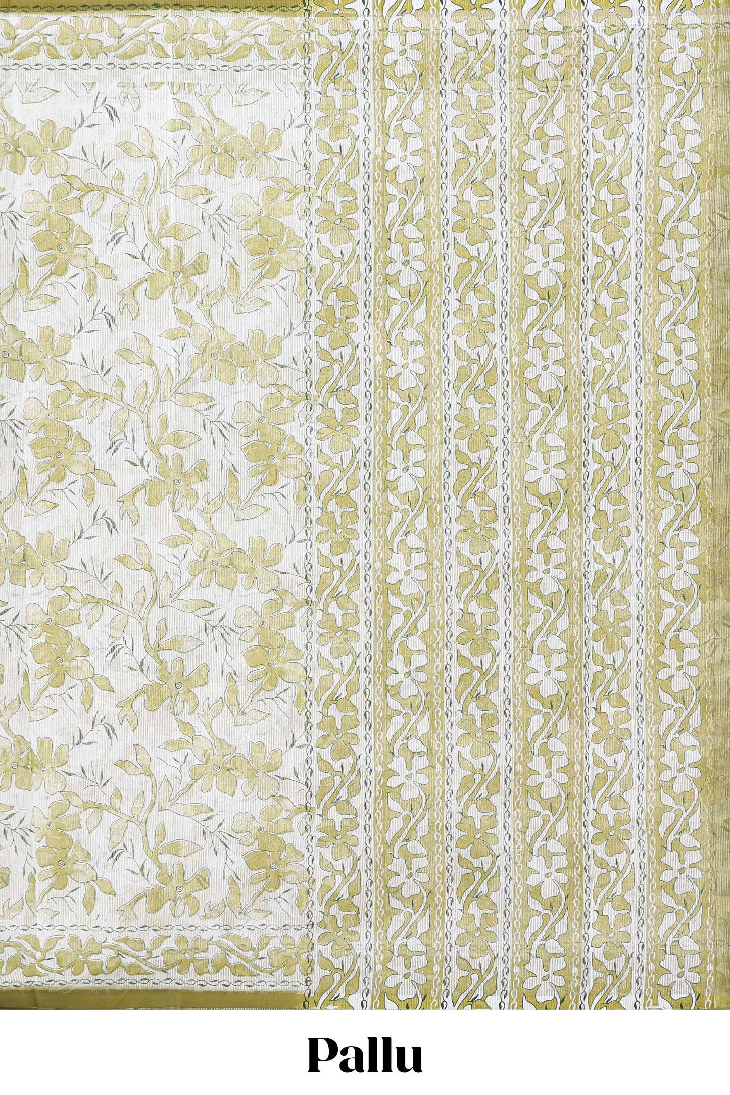 Cream floral design kota cotton saree with self border and matching print blouse