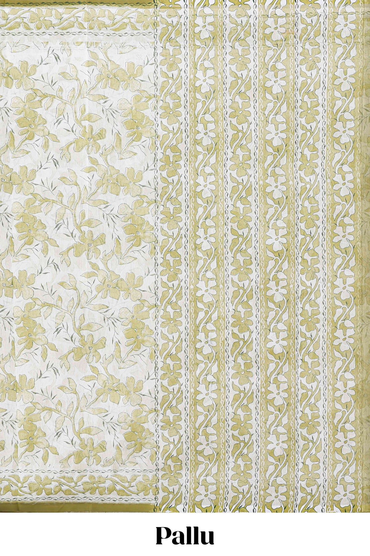 Cream floral design kota cotton saree with self border and matching print blouse