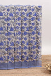 Cream floral design kota cotton saree with contrast border and geometric print blouse