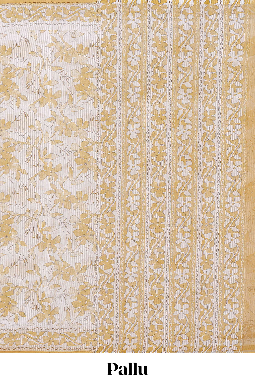 Cream floral design kota cotton saree with self border and matching floral print blouse