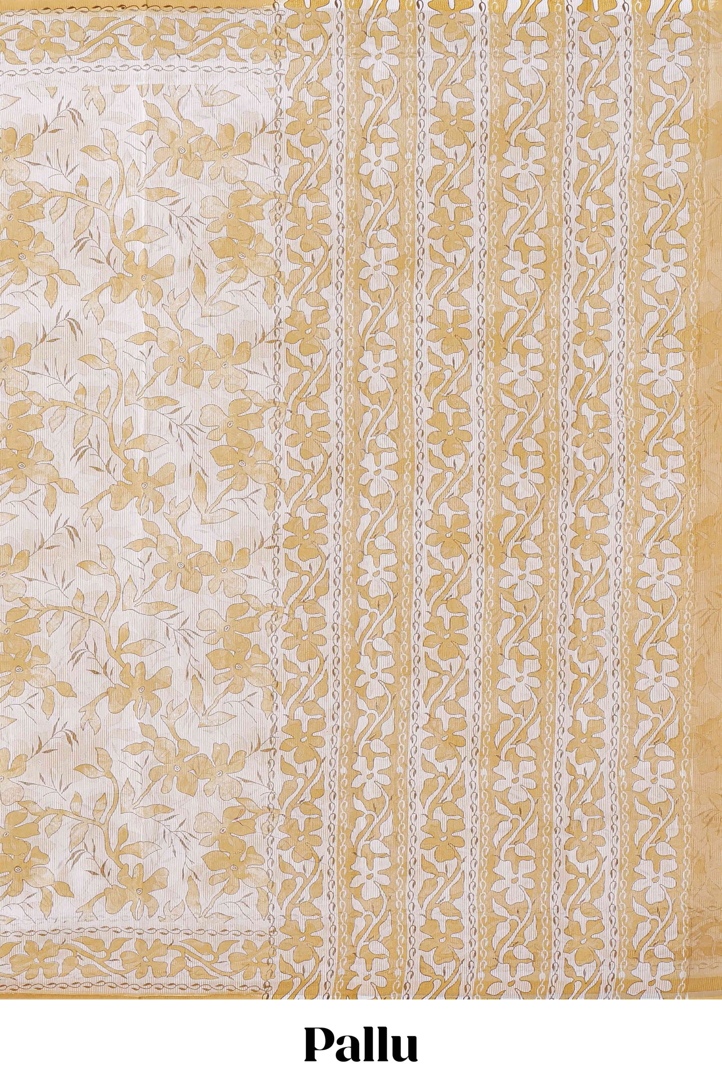 Cream floral design kota cotton saree with self border and matching floral print blouse
