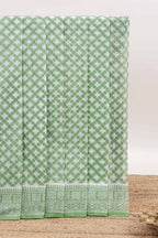 Green floral design kota cotton saree with self border and contrast floral print blouse