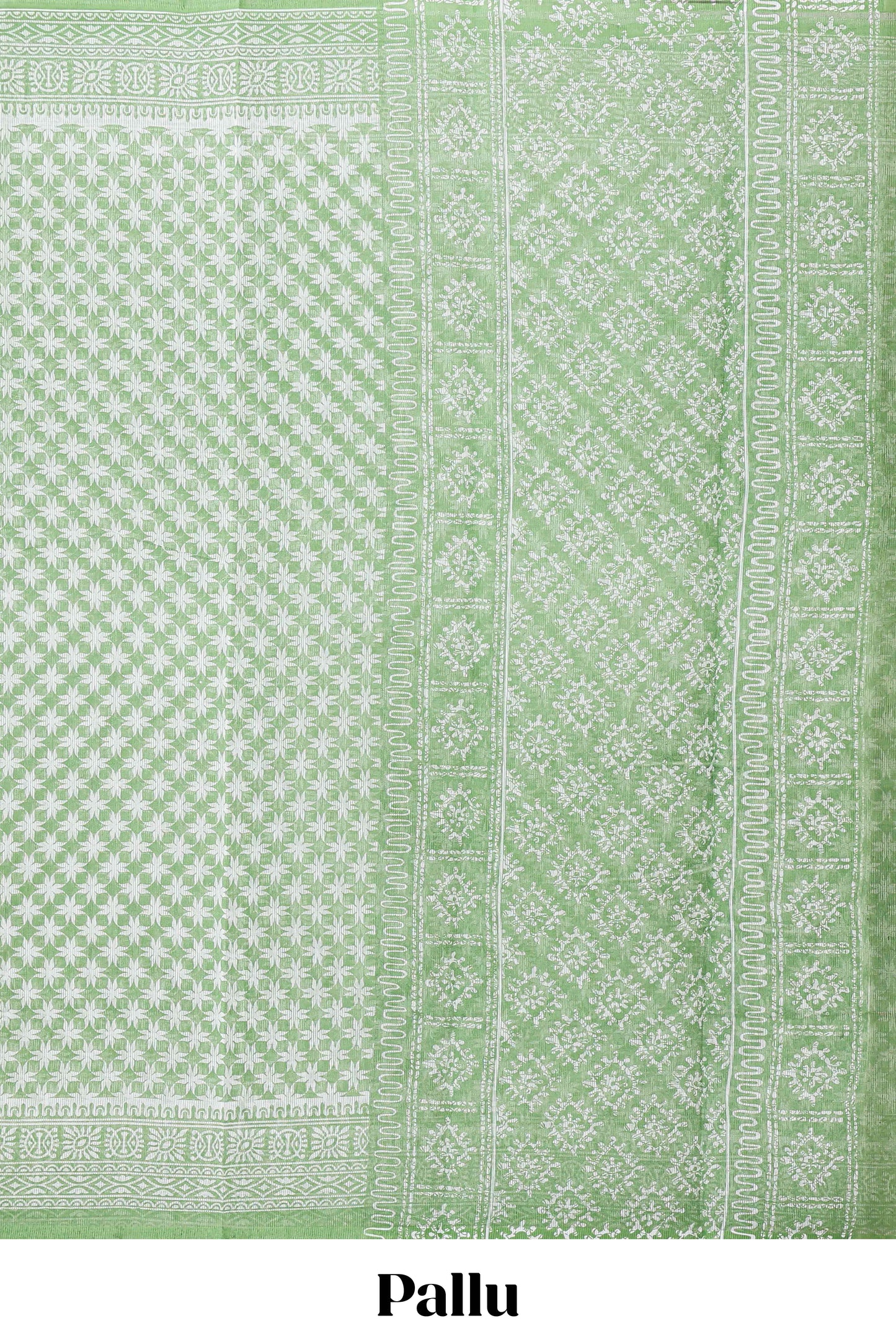 Green floral design kota cotton saree with self border and contrast floral print blouse