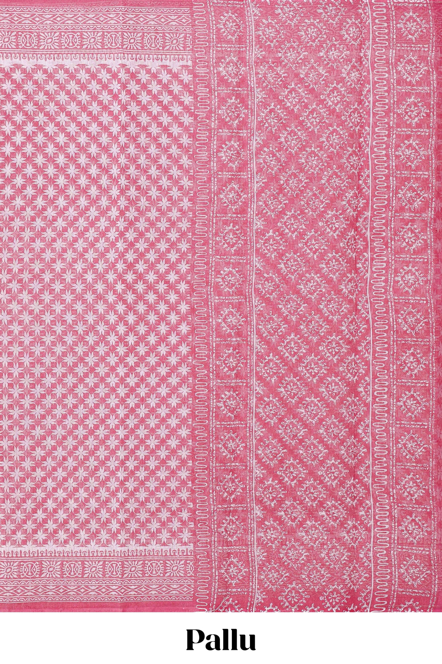Pink floral design kota cotton saree with self border and contrast floral print blouse
