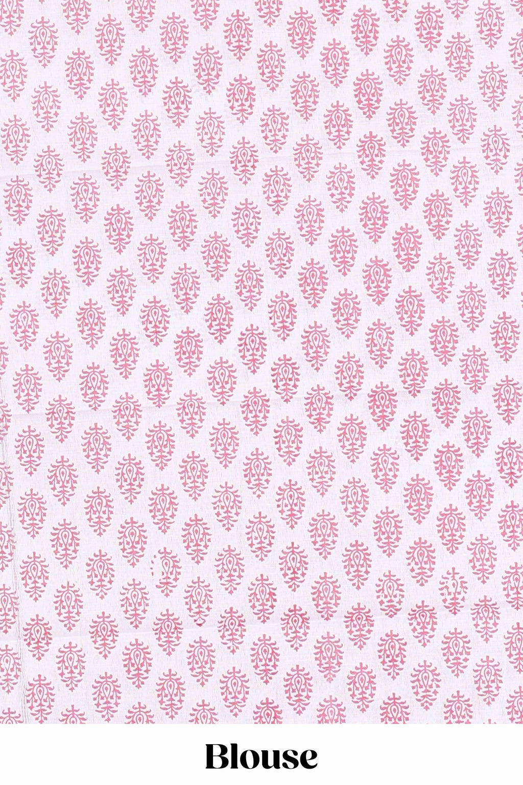 Pink floral design kota cotton saree with self border and contrast floral print blouse