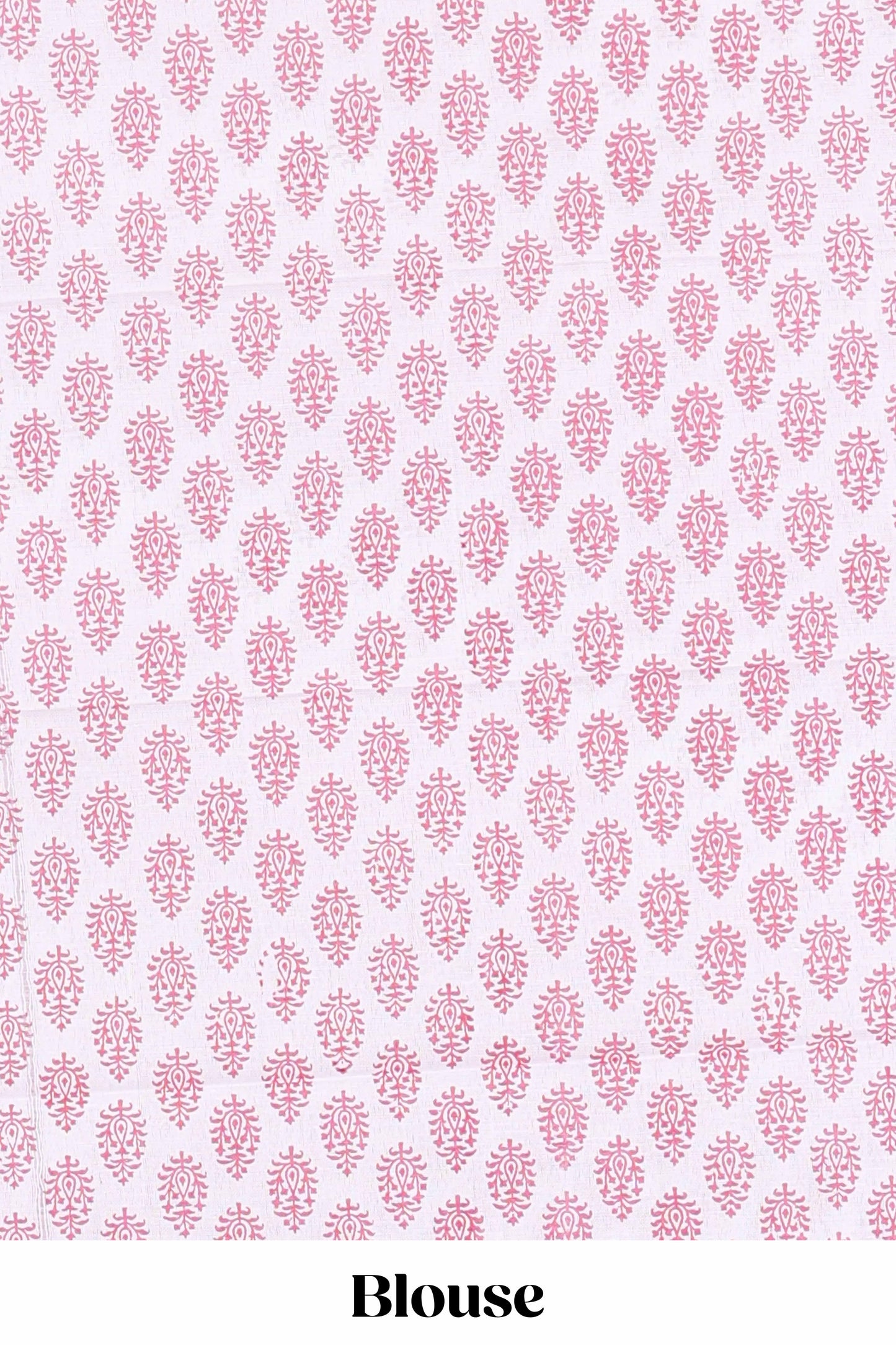 Pink floral design kota cotton saree with self border and contrast floral print blouse