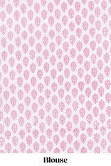 Pink floral design kota cotton saree with self border and contrast floral print blouse