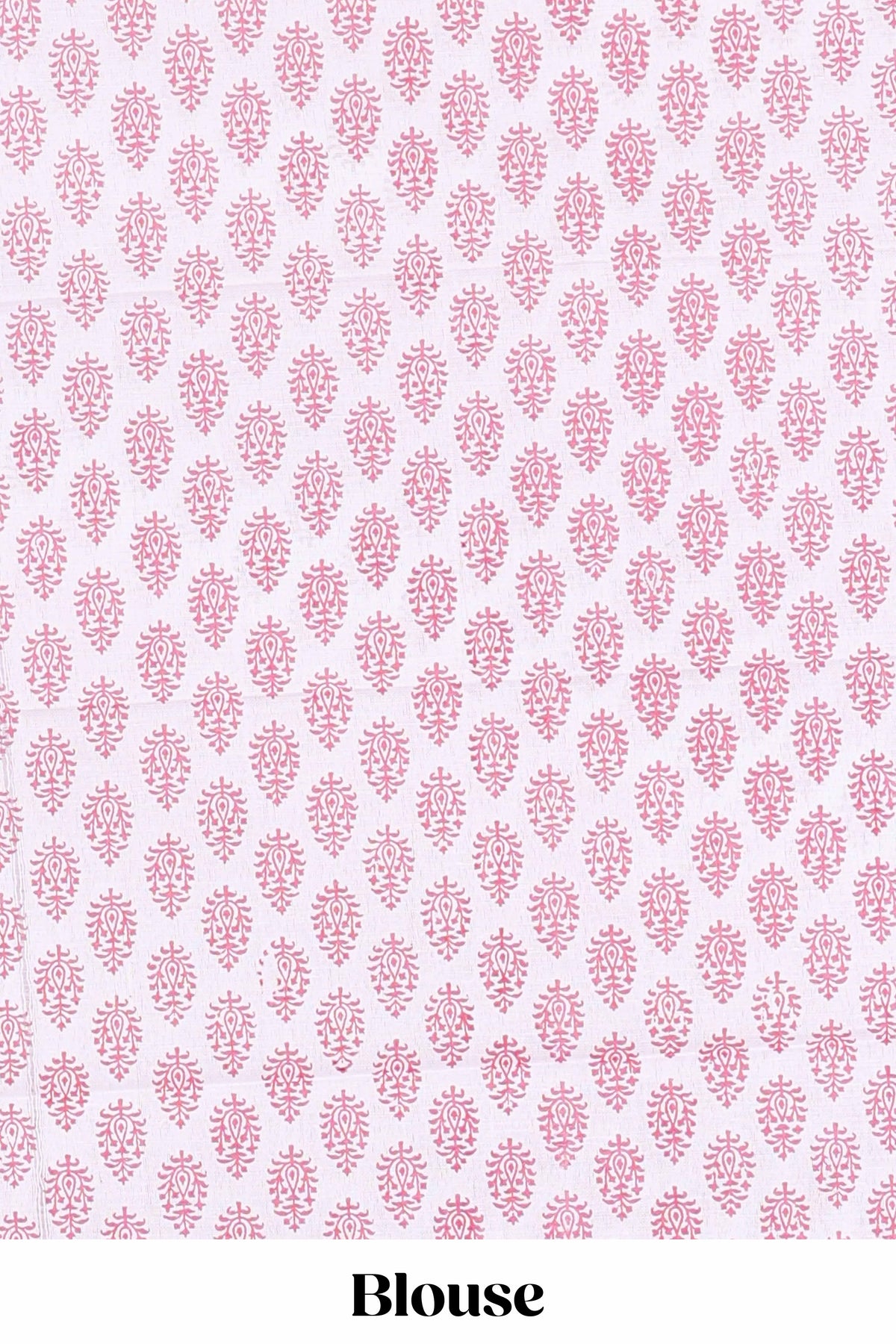 Pink floral design kota cotton saree with self border and contrast floral print blouse