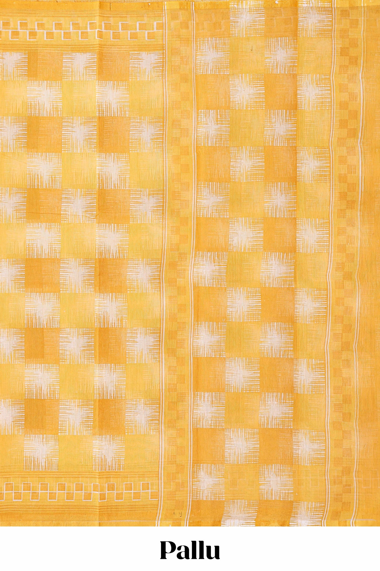Yellow checked design kota cotton saree with self border and contrast floral print blouse
