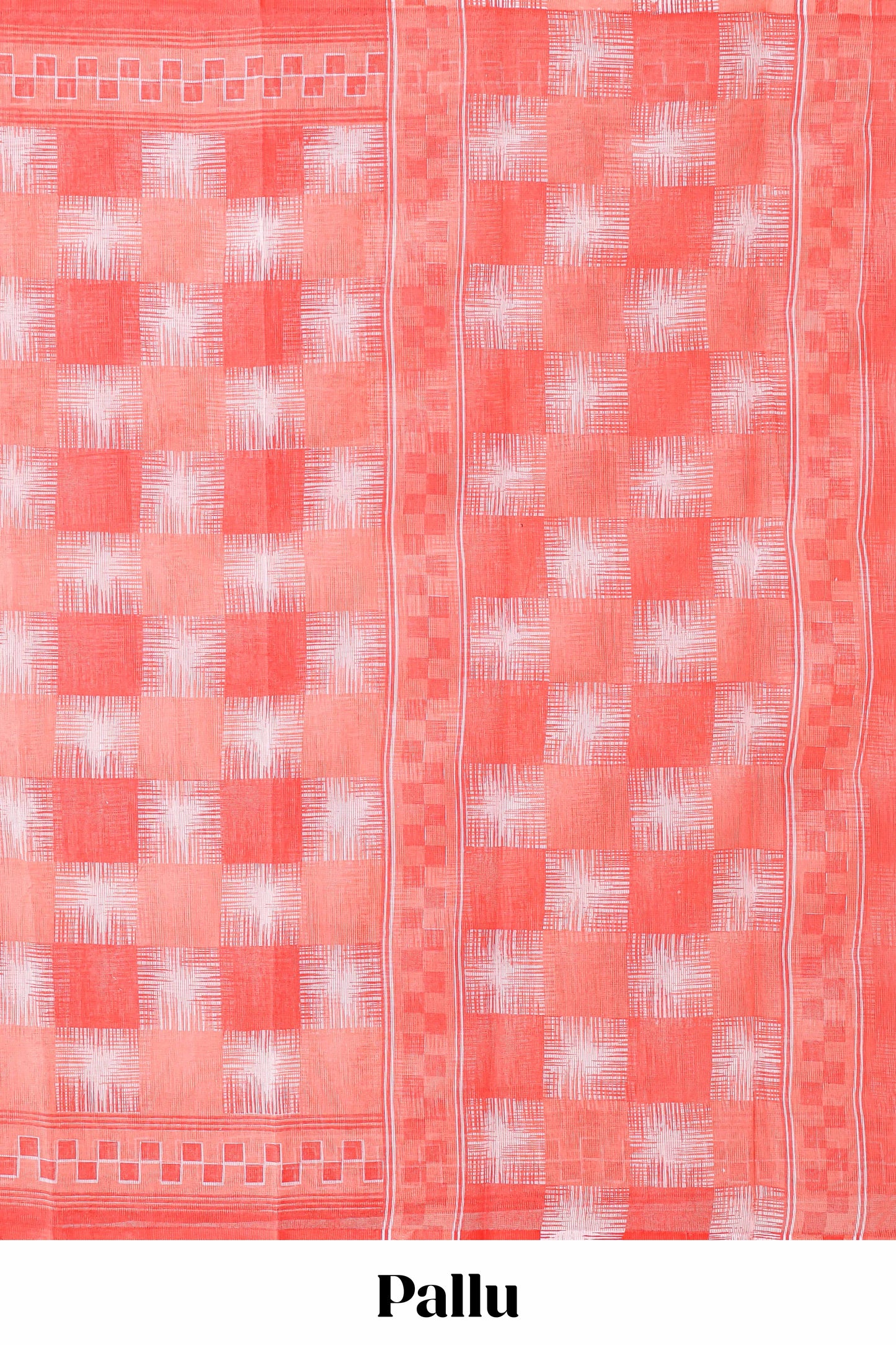 Pink checked design kota cotton saree with self border and contrast floral print blouse