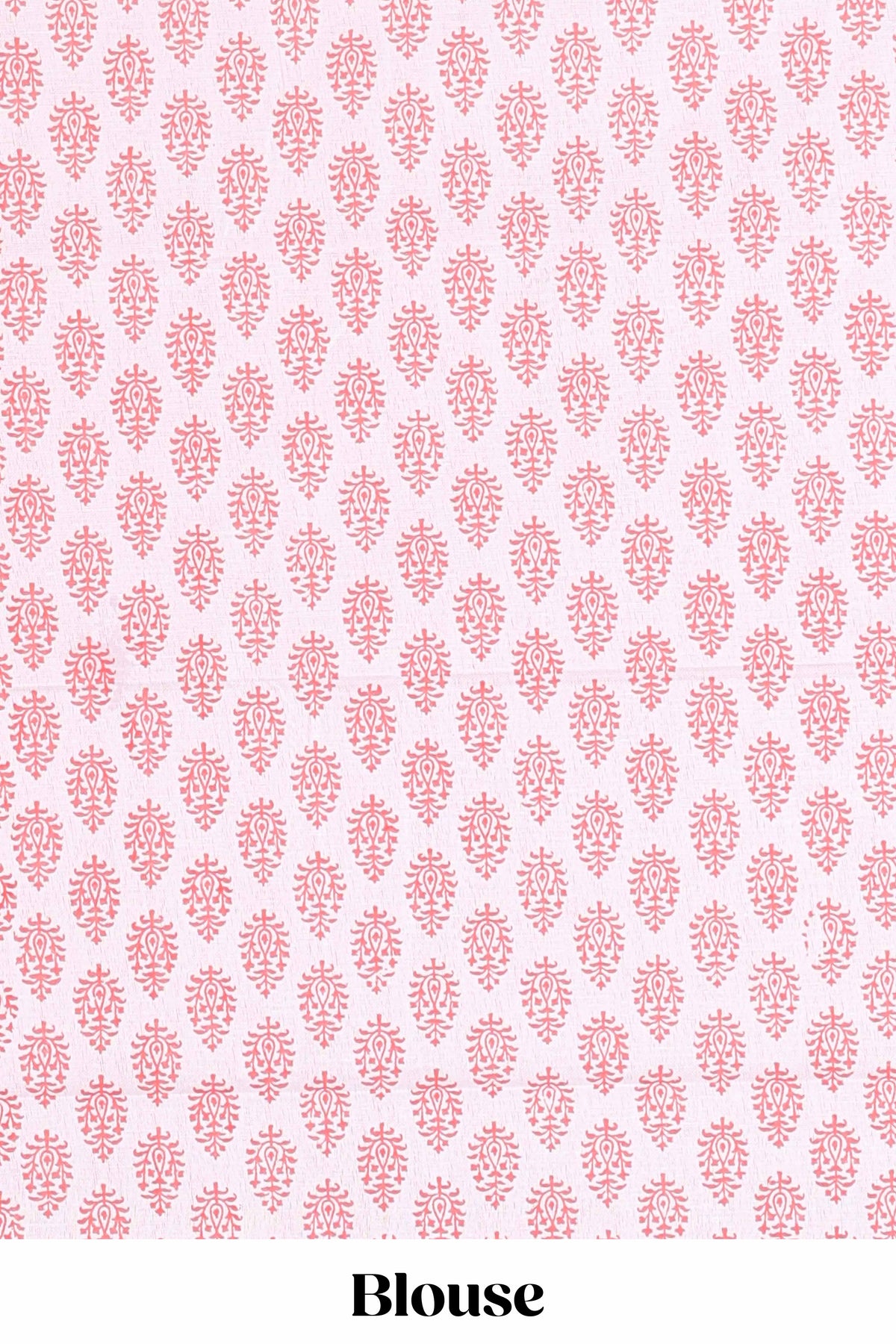 Pink checked design kota cotton saree with self border and contrast floral print blouse