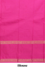 Green color kotta cotton saree with copper zari floral buttas a rich zari border and woven zari pallu with matching blouse piece