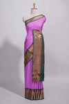 Purple colour kotta cotton saree with copper zari floral buttas a rich zari border and woven zari pallu with matching blouse piece