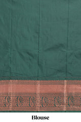 Purple colour kotta cotton saree with copper zari floral buttas a rich zari border and woven zari pallu with matching blouse piece